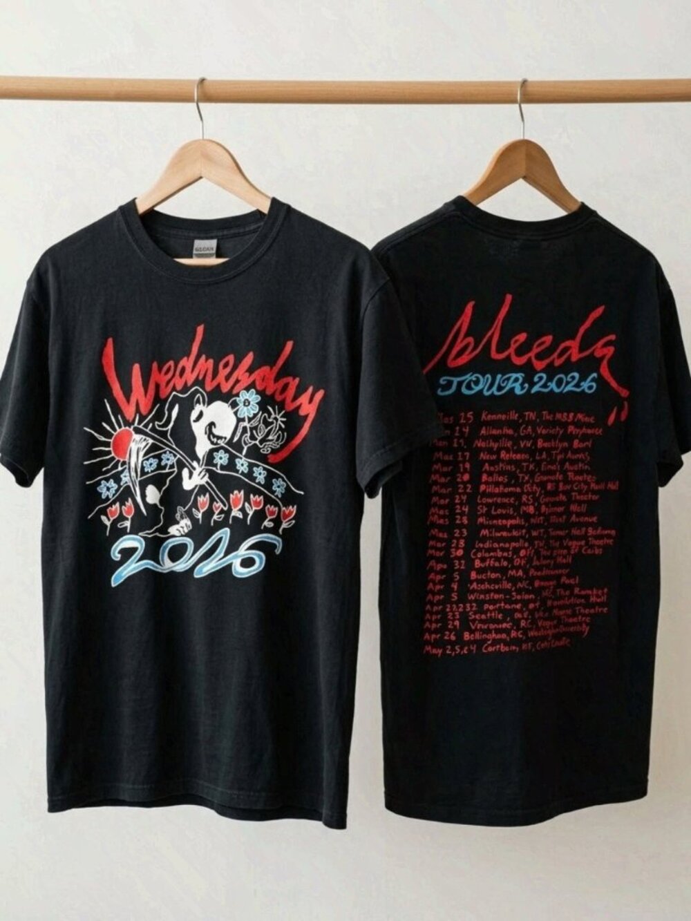 Wednesday Band Bleeds Tour 2026 T-Shirt Indie Rock Concert Tee